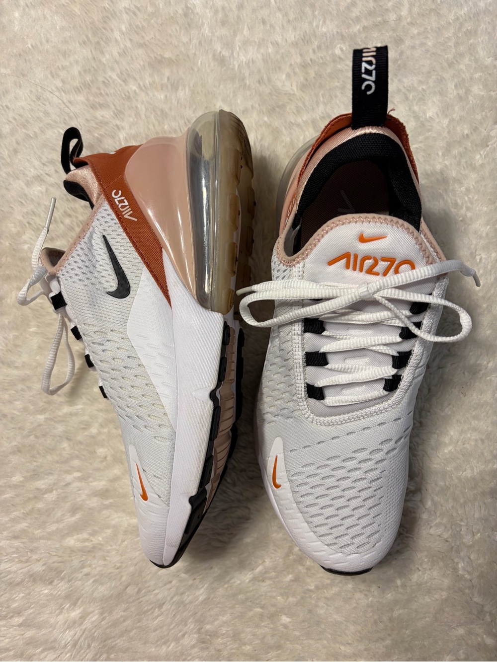 Nike Air Max 270 white burnt sunrise sneakers women’s 10